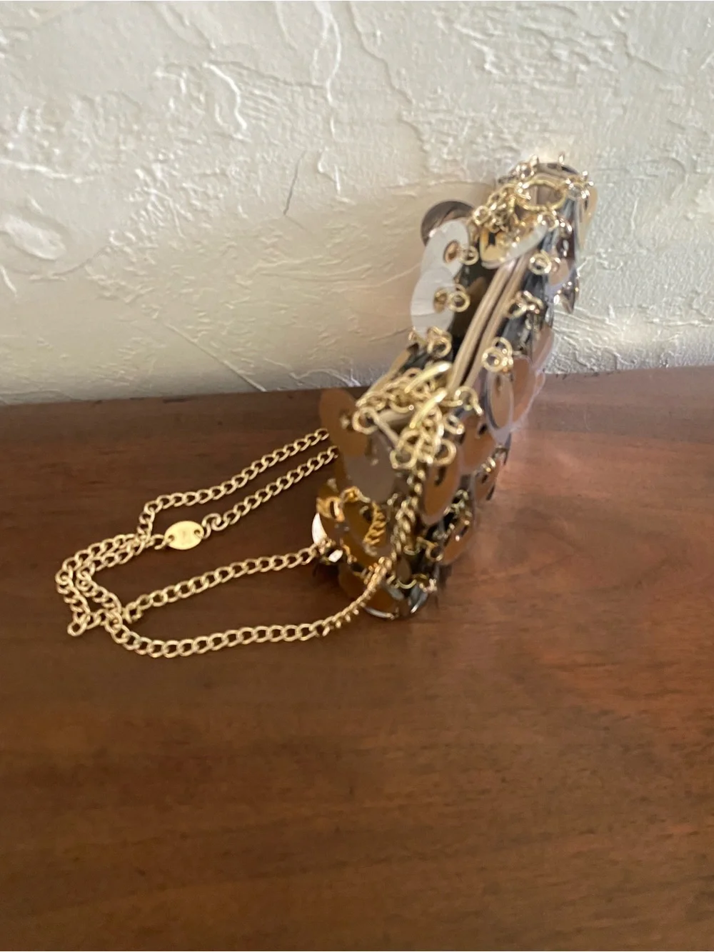 Gold Sequin Disc Crossbody with Chain Strap by Paco Rabane for H&M